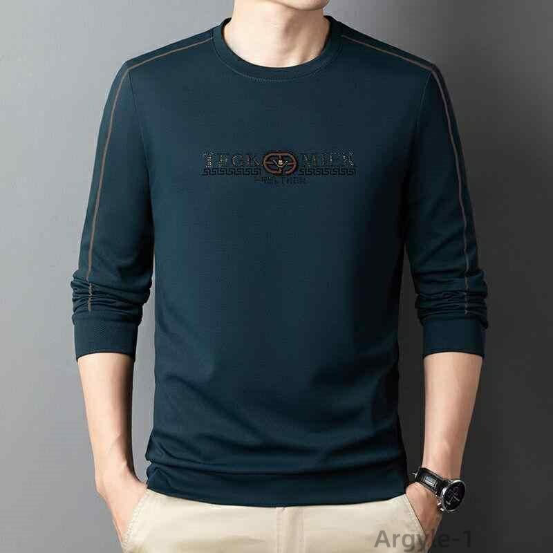 【送料無料】Tシャツ メンズ 男性用 カットソー 春秋 クルーネック 長袖 薄手 ゆったり カジュアル 普段使い プリント 通気性 ファッション インナー ルーズフィット ブラック グレー