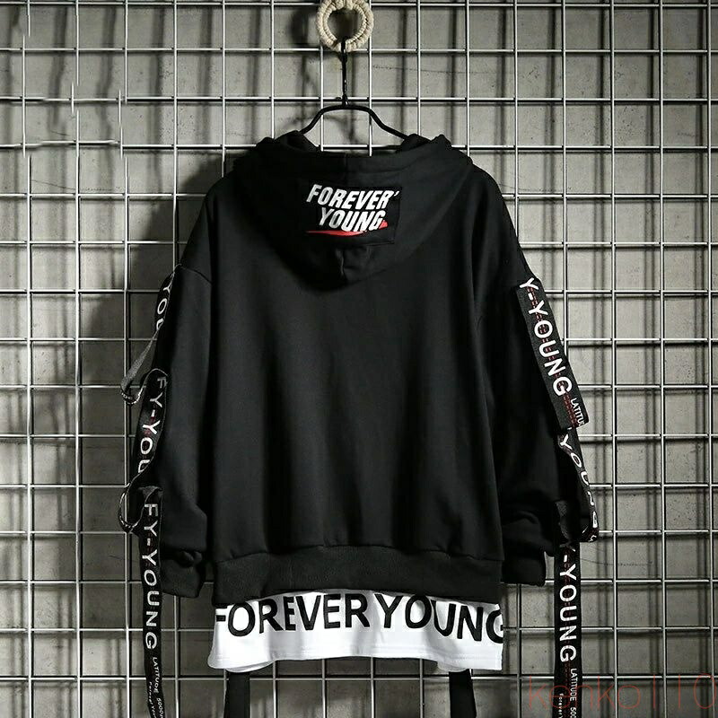 【送料無料】メンズ パーカー おしゃれ 長袖 かこいい スポーツ フーデッド 重ね着レイヤード 秋 冬 服 プルパーカー 韓国 大きいサイズ スウェット 春 オーバーサイズ ブラ