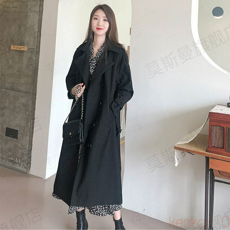 【送料無料】秋 トレンチコート レディース アウター デート コート 上着 ロングコート ロング丈 袖あり 長袖 Vネック 襟付き ダブルブレスト レギュラー 前開き ボタン 異素