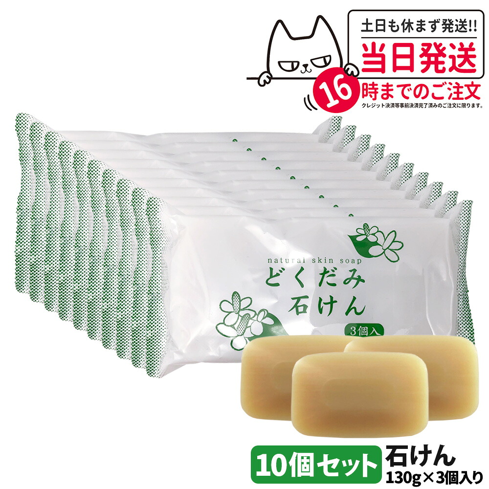 【10個セット 国内正規品】地の塩社 DNスキンソープ N ( どくだみ石けん ) 130g×3個入り 洗顔＆全身用 保湿成分 無添加 全身に使える 石鹸 せっけん 送料無料