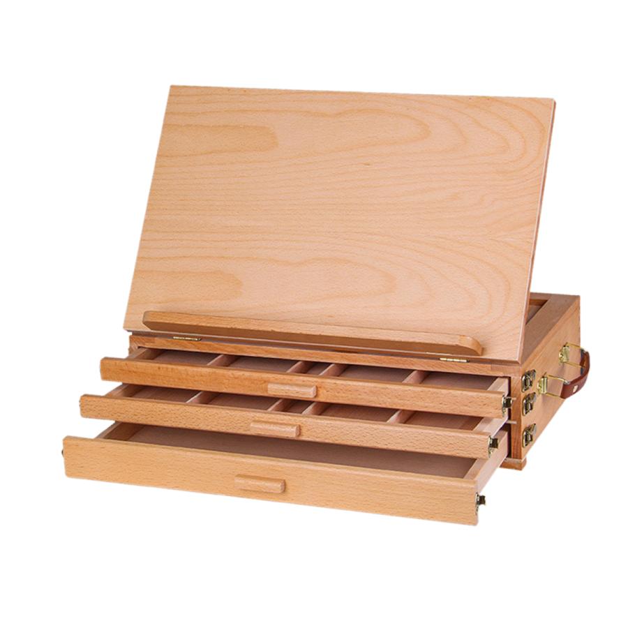アーティストブナ木製卓上スケッチボックスイーゼル引き出し40x27CM3 in 1