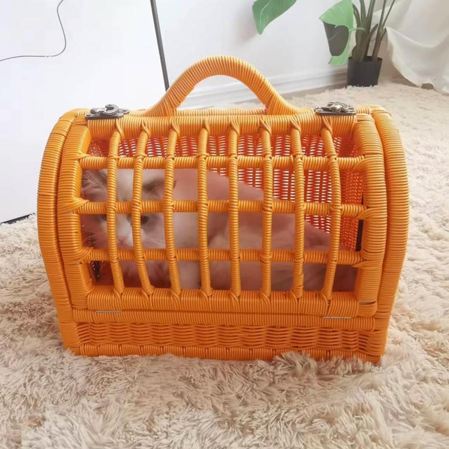 ペットキャリーバッグ籐通気性ショルダーバッグ、猫のかばん ペット外出用キャリーケース 籐編み通気ショルダーバッグ 大容量猫ランドセ 9,988円