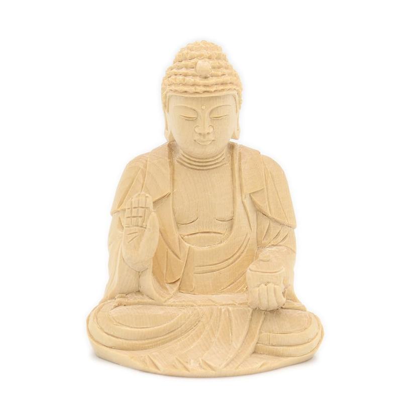 栗田こだわり仏像 如来 薬師如来座像2.0寸（総締め7.5珊幅6珊奥ふかさ4.5珊） 桧木製御前上等木彫り 本体のみ 6998