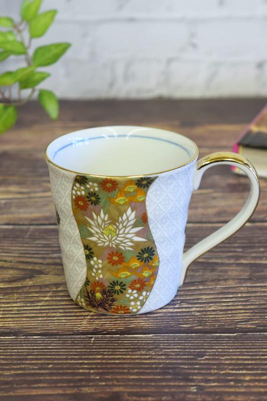和座の蔵 今めかしい コーヒーマグ 九谷焼 カップ 七宝金花詰 瀬戸もの 御前上等 ブランド名 食器 日本製 生まれ落ちる日差し上げ物 還暦祝賀会 古希祝賀会 喜寿祝賀会 米寿祝賀会 差し上げ物