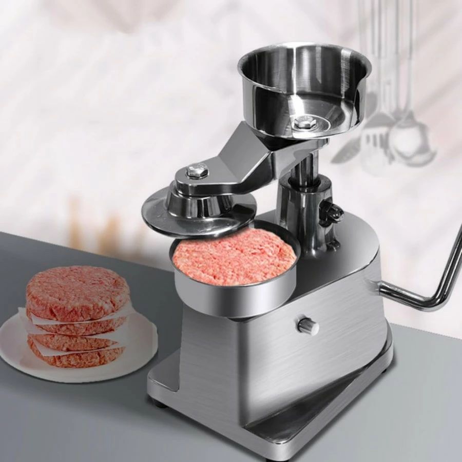 パティプレス バーガーパティメーカー ハンバーガー押しつける バーガー 製造会社 シングルプレスハンドル付き添い人 軽銀 ステンレス鋼スチール写真 丸焼き用 パティー 押しつける機 一皿分の料理 いか焼き機押しつける ハンバーガー押しつける 差しわたし10/13 /15糎 プレ