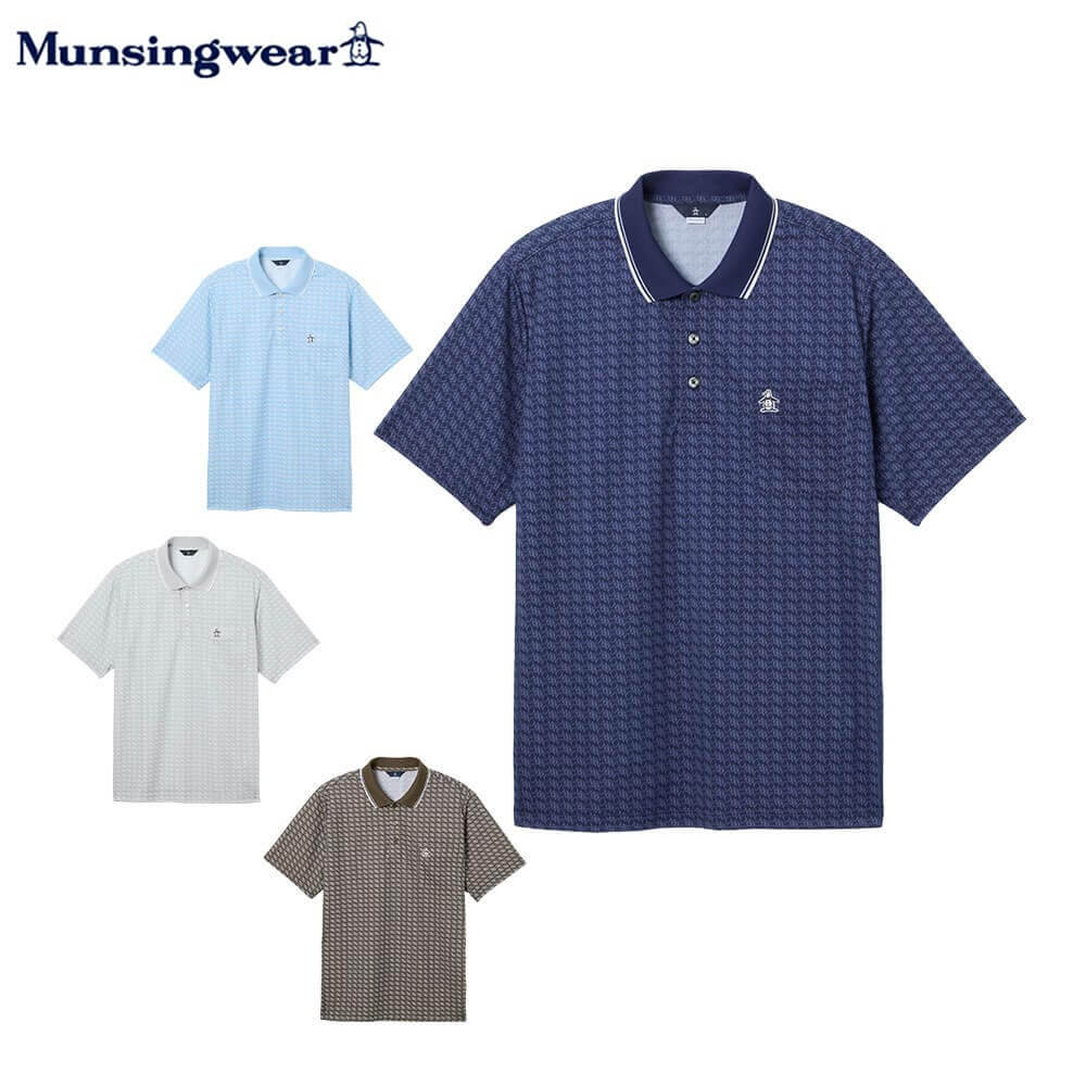 【全品９％ＯＦＦクーポン配布中！　マンシングウェア メンズ モノグラムグラフィックプリント 半袖 ポロシャツ MG6SHS58M ゴルフウェア [2026年春夏モデル]｜ゴルフ用品、クラブは有賀園ゴルフ