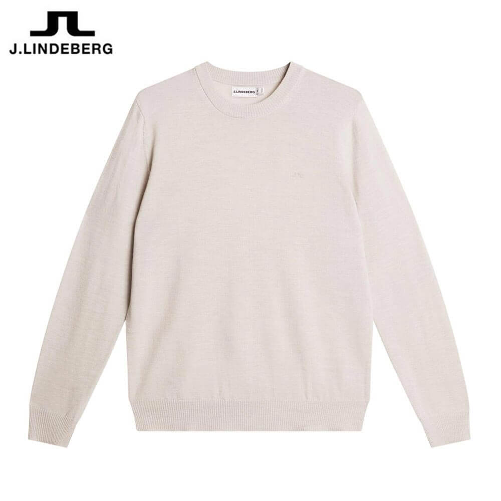 【全品９％ＯＦＦクーポン配布中！　Jリンドバーグ メンズ ファインニット クルーネック 長袖 セーター 071-15214 006 アイボリー ゴルフウェア [2026年春夏モデル 30％OFF] 特価｜ゴルフ用品、クラブは有賀園ゴルフ