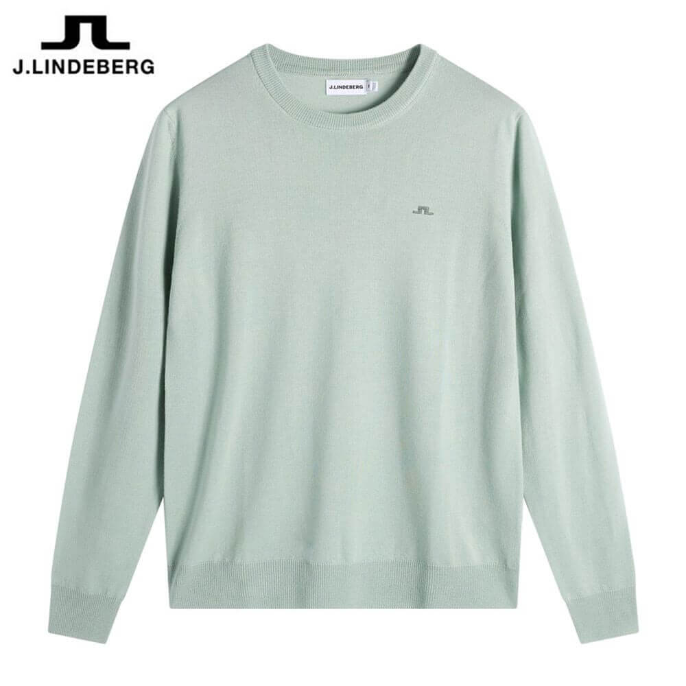 【全品９％ＯＦＦクーポン配布中！　Jリンドバーグ メンズ ファインニット クルーネック 長袖 セーター 071-15214 022 ライトグリーン ゴルフウェア [2026年春夏モデル 30％OFF] 特価｜ゴルフ用品、クラブは有賀園ゴルフ
