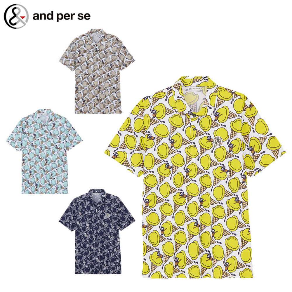 【全品９％ＯＦＦクーポン配布中！　アンパスィ メンズ COOL is COOL プリンテッドエアリードット 半袖 ポロシャツ AMS9636X7 ゴルフウェア [2026年春夏モデル] 特価｜ゴルフ用品、クラブは有賀園ゴルフ