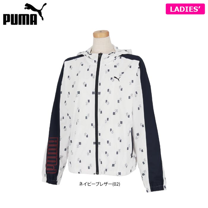 アウトレット 送料無料 プーマ レディース ロゴグラフィック 長袖 フード付き フルジップ ウインドブレーカー ゴルフウェア 22年春夏モデル 特価 有賀園ゴルフ Fucoa Cl