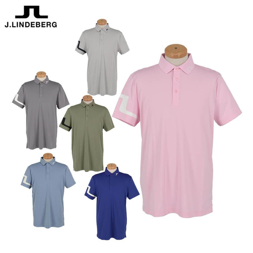 Jリンドバーグ メンズ ロゴデザイン 半袖 ポロシャツ 071-23245 ゴルフウェア [2025年春夏モデル 50％OFF] 特価
