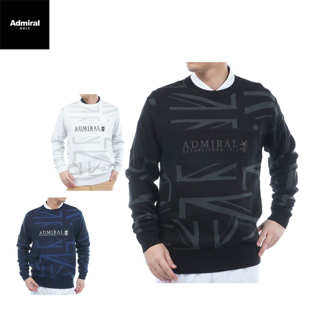 【全品９％ＯＦＦクーポン配布中！　アドミラル メンズ UJジャガード 長袖 クルーネック セーター ADMA564 ゴルフウェア [2025年秋冬モデル 30％OFF] 特価｜ゴルフ用品、クラブは有賀園ゴルフ
