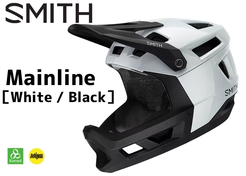 自転車 Mainline Smith Mtb スミス ヘルメット Smith フルフェイスヘルメット ホワイト マットブラック White スミス ヘルメット メインライン Matte 一部地域は除く アリスサイクル Black 送料無料