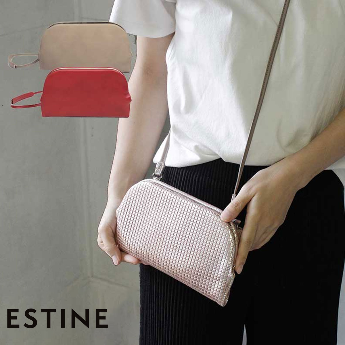 ESTINE(エスティーヌ) レーブル 2WAYお財布ポシェット ミニショルダー ポーチ パーティーバッグ 牛革 本革 レザー 日本製 1074622 【メッセージカード・ラッピング無料】