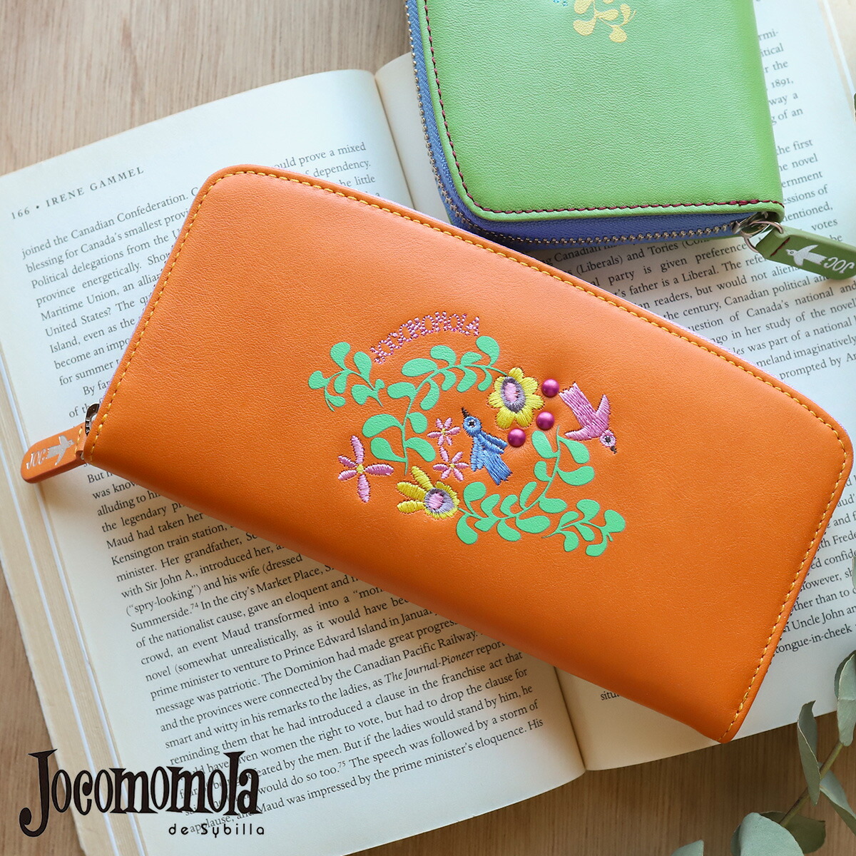 ラウンドファスナー長財布 刺繍 花 jocomomola ホコモモラ タリファ 5380113 レディース 牛革 本革 ギフト プレゼント 【動画あり】【メッセージカード・ラッピング無料】