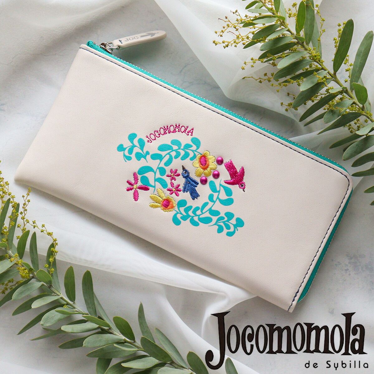 楽天市場】がま口長財布 刺繍 花 jocomomola ホコモモラ