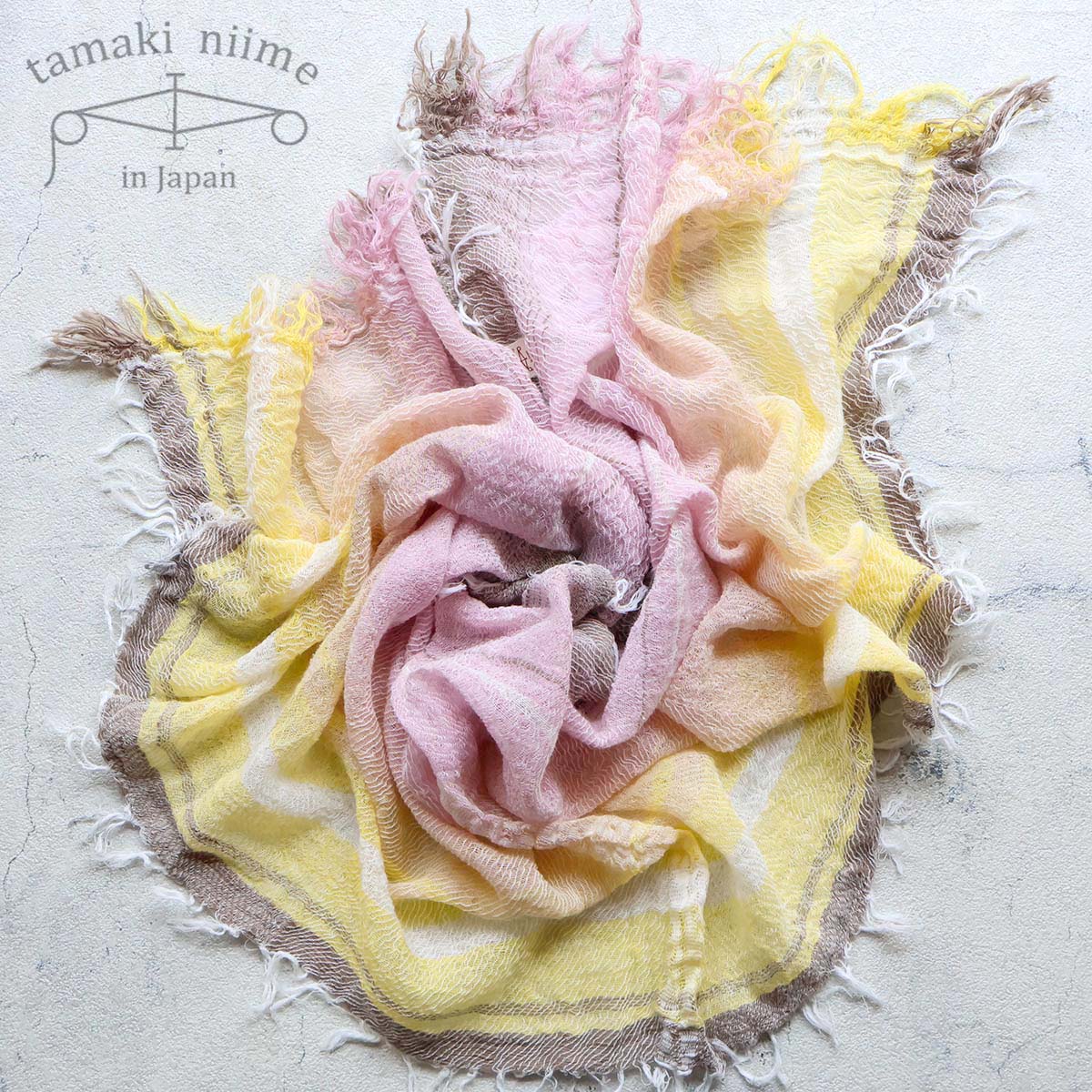 タマキニイメ コットン100% 大判ストール 総柄 播州織 玉木新雌 いってん物 roots shawl MIDDLE cotton｜tamaki niime 玉木新雌