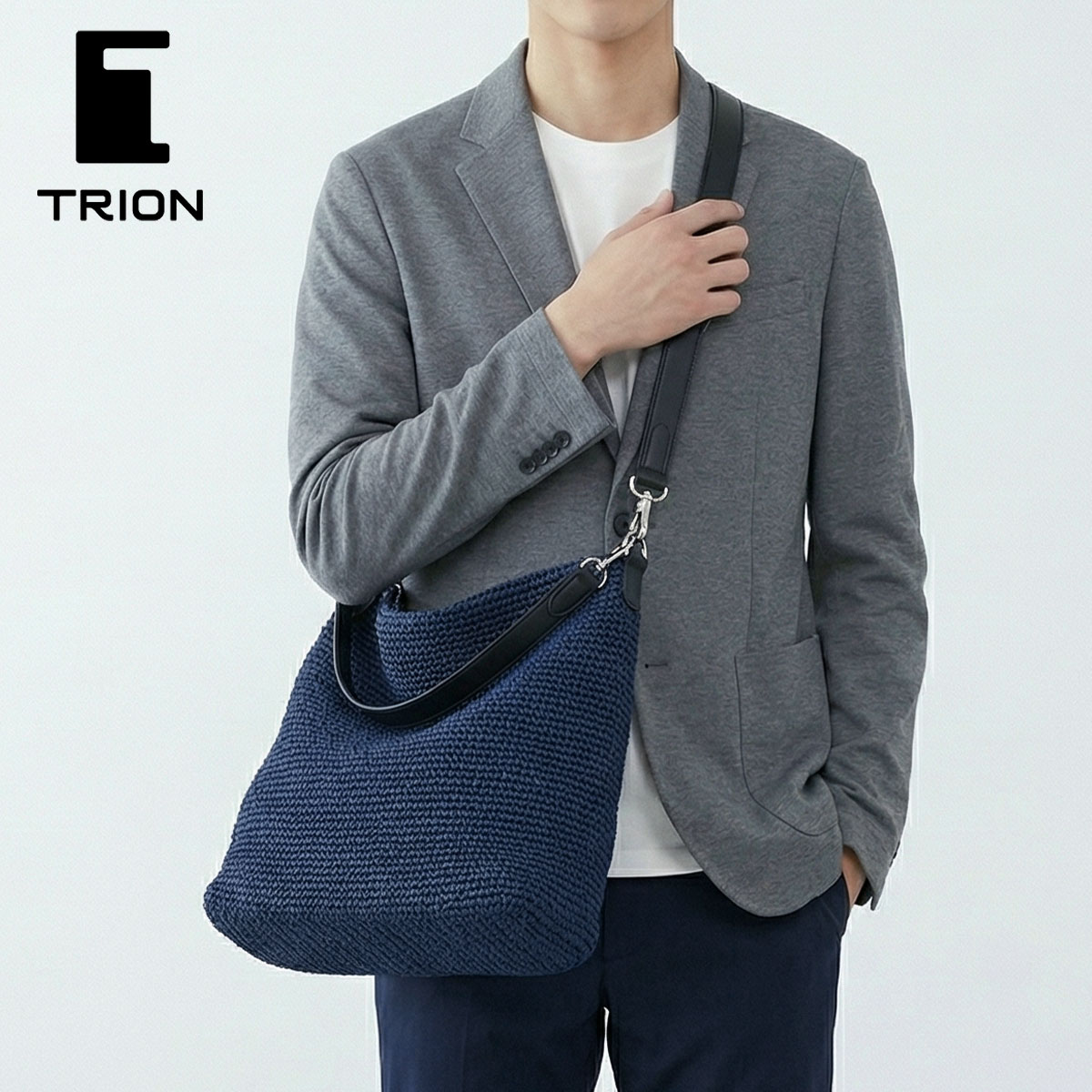 バスケット2wayショルダー 本革 A4 かごバック ネイビー アバカ TRION トライオン BASKETシリーズ DBK2403 レディース メンズ 牛革 野球 ギフト プレゼント 【選べるノベルティ】