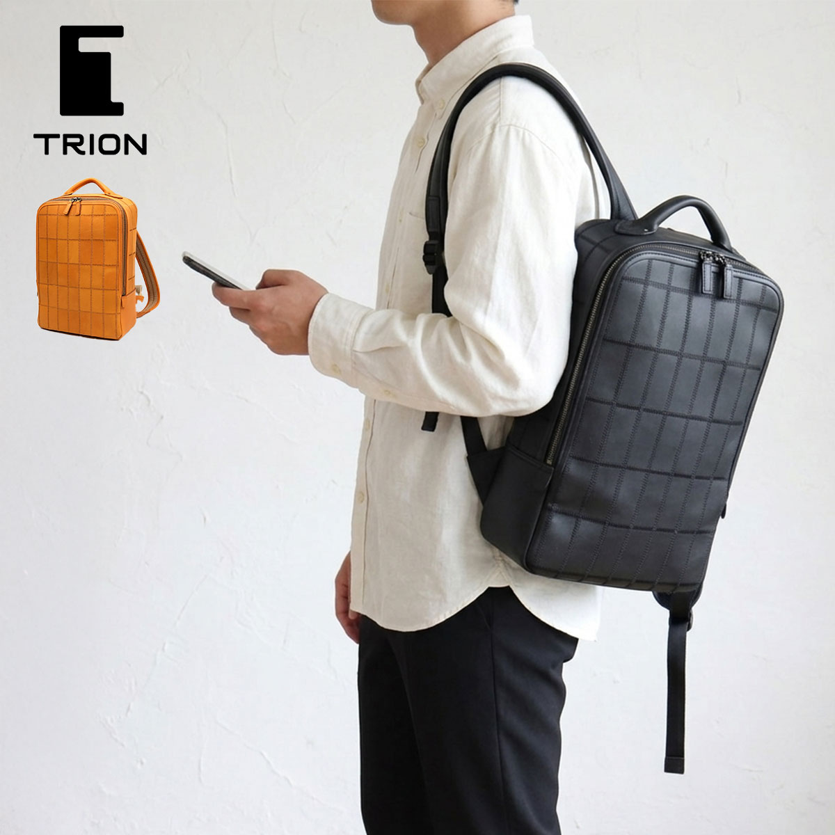 バックパック リュック グラブレザー TRION トライオン パネルレザー DPC295 ビジネスリュック メンズ 牛革 本革 野球 ギフト プレゼント A4 【選べるノベルティ】