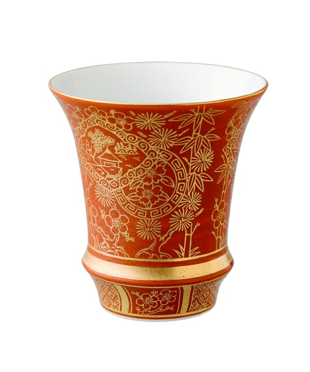 有田焼 匠の蔵 徳幸窯 金彩松竹梅 (反) SAKE GLASS (日本酒グラス)｜有田焼赤絵町