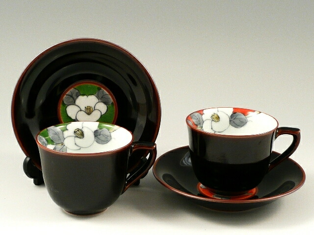 有田 波佐見焼  仙右エ門窯 花絵蒔 有りの実珈琲優勝杯＆平円盤 【コーヒー碗皿】