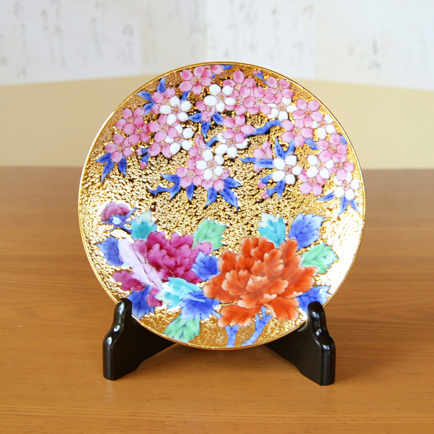 百貨店SALE 継続期間中 尖んがり10倍】 金彩牡丹桜 飾りつけ皿 皿立
