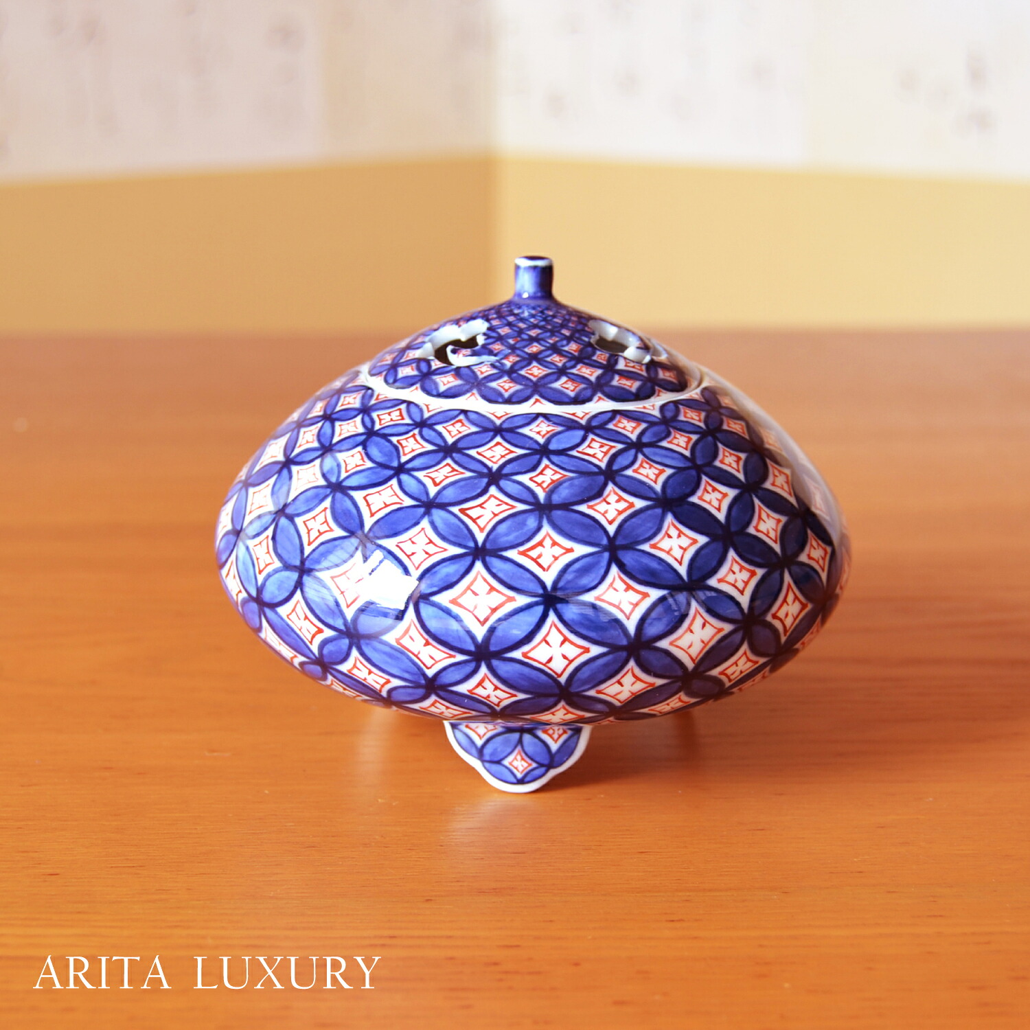 【百貨店SALE 継続期間中 尖んがり10倍】 染錦七宝 香炉 北村福次 作