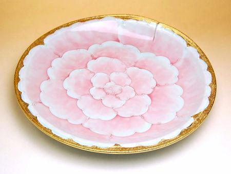 お皿 大きめ 和食器 格好のいい 有田焼 瀬戸もの 日本製 金濃さくら色名取り草 尺皿 キッチン用品・食器・調理器具-食器-皿・プレート