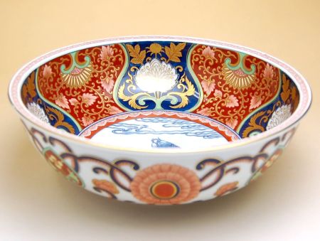 【百貨店SALE 継続期間中 尖んがり10倍】 和食器 煮物鉢 黄金時代鉢 今めかしい 有田焼 瀬戸もの 日本製 染錦荒磯紋（赤） 深鉢