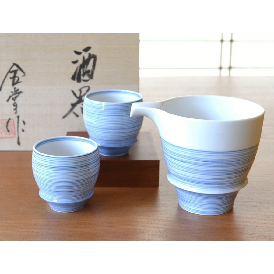 【百貨店SALE 継続期間中 尖んがり10倍】 徳利 ぐい呑み 書き割り 木九鼎大呂 有田焼 瀬戸もの 日本製 呉れて遣る品 糸 半酒器書き割り