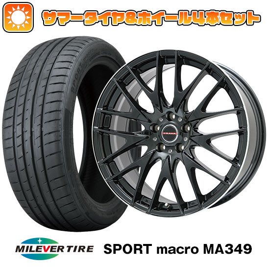 【取付対象】225/35R19 夏タイヤ ホイール4本セット MILEVER スポーツマクロ MA349（限定） (5/100車用) ビッグウエイ LEYSEEN プラバ9M(グロスブラック/リムポリッシュ) 19インチ(送料無料)