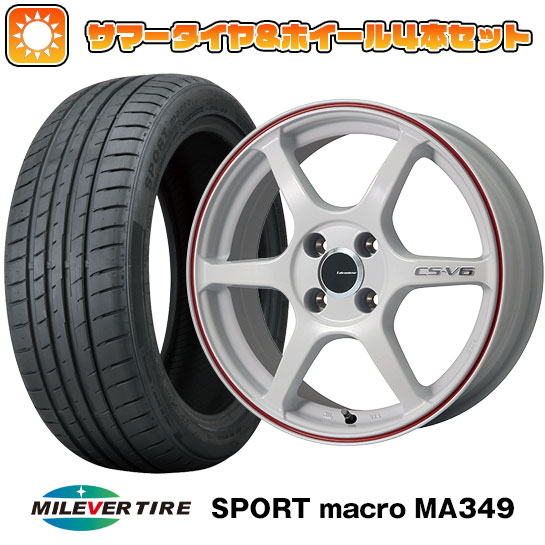 【取付対象】205/50R17 夏タイヤ ホイール４本セット (5/100車用) MILEVER スポーツマクロ MA349（限定） LEHRMEISTER CS-V6(ホワイト/レッドライン) 17インチ【送料無料】｜アークタイヤ 店