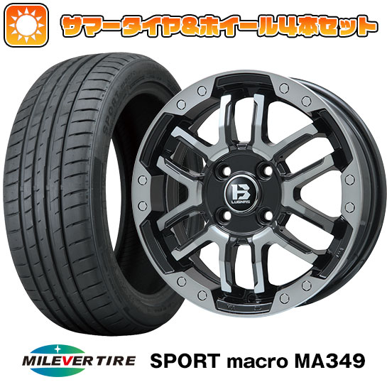【取付対象】205/50R17 夏タイヤ ホイール４本セット (4/100車用) MILEVER スポーツマクロ MA349（限定） ビッグウエイ B-LUGNAS FRD(ブラックポリッシュ/ブラッククリア) 17インチ【送料無料】