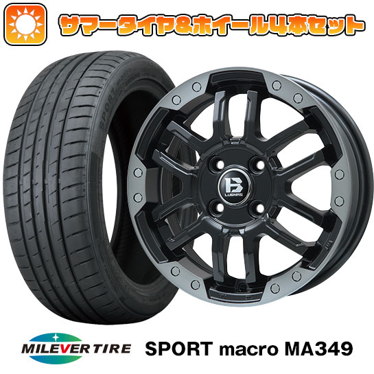 【取付対象】205/50R17 夏タイヤ ホイール４本セット (4/100車用) MILEVER スポーツマクロ MA349（限定） ビッグウエイ B-LUGNAS FRD(マットブラック/ブラッククリアリム) 17インチ【送料無料】｜アークタイヤ 店