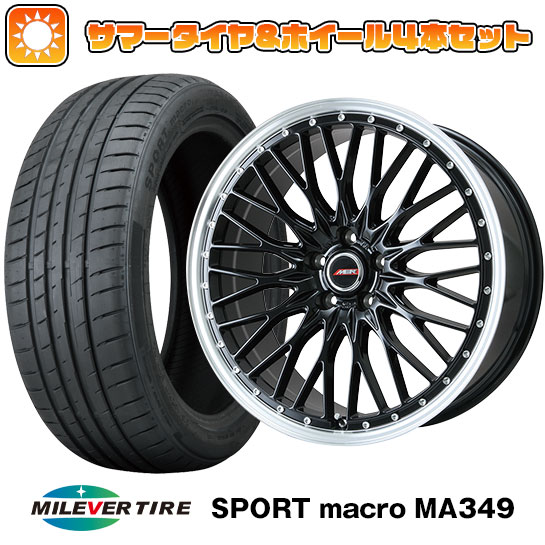 【取付対象】215/50R17 夏タイヤ ホイール４本セット (5/114車用) MILEVER スポーツマクロ MA349（限定） PREMIX MER PROMESH グロスブラック/リムポリッシュ 17インチ【送料無料】
