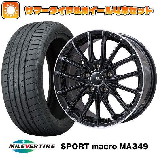 【取付対象】205/45R17 夏タイヤ ホイール４本セット シエンタ 2022- MILEVER スポーツマクロ MA349（限定） BRANDLE-LINE DF-10M グロスブラック/リムポリッシュ 17インチ【送料無料】