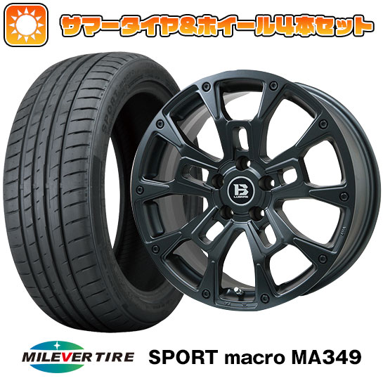 【取付対象】205/55R17 夏タイヤ ホイール４本セット (5/114車用) MILEVER スポーツマクロ MA349（限定） ビッグウエイ B-LUGNAS BRD(マットブラック) 17インチ【送料無料】｜アークタイヤ 店