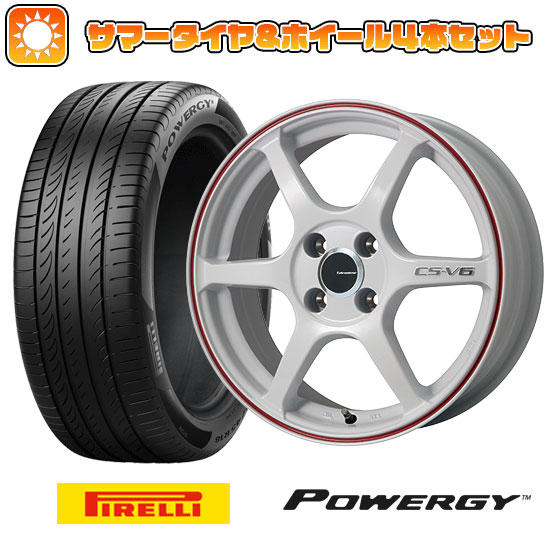 【取付対象】205/55R17 夏タイヤ ホイール４本セット (5/114車用) PIRELLI パワジー LEHRMEISTER CS-V6(ホワイト/レッドライン) 17インチ【送料無料】