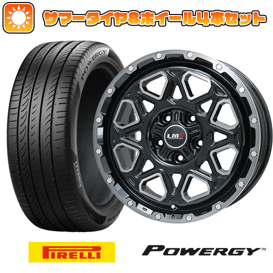 【取付対象】215/65R16 夏タイヤ ホイール4本セット PIRELLI パワジー (5/114車用) LEHRMEISTER LMG モンタグナ(ブラックポリッシュ/ブラッククリア) 16インチ【送料無料】