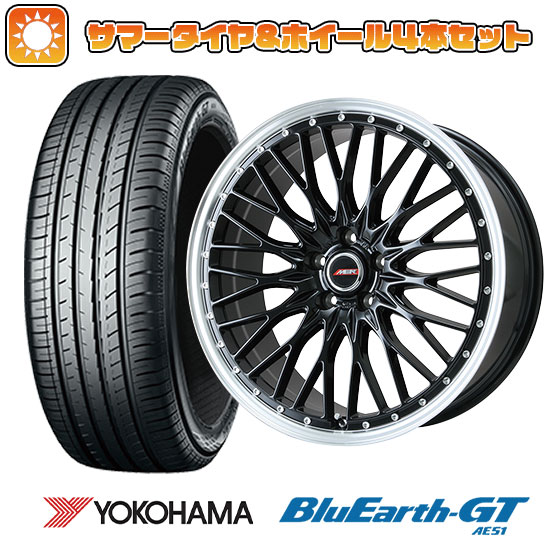 【取付対象】195/60R17 夏タイヤ ホイール4本セット 60系プリウス YOKOHAMA ブルーアース GT AE51 PREMIX MER PROMESH グロスブラック/リムポリッシュ 17インチ【送料無料】|アークタイヤ 店