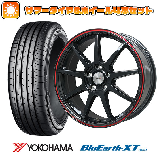 【取付対象】205/65R16 夏タイヤ ホイール4本セット YOKOHAMA ブルーアース XT AE61 (5/114車用) LEHRMEISTER LMスポーツLM-QR グロスブラック/レッドライン 16インチ【送料無料】