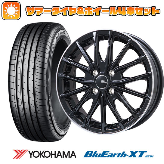 【取付対象】195/60R17 夏タイヤ ホイール４本セット ライズ/ロッキー（ガソリン） YOKOHAMA ブルーアース XT AE61 BRANDLE-LINE DF-10M グロスブラック/リムポリッシュ 17インチ【送料無料】