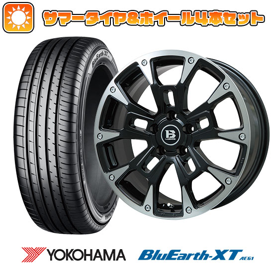 【取付対象】205/55R17 夏タイヤ ホイール４本セット (5/114車用) YOKOHAMA ブルーアース XT AE61 ビッグウエイ B-LUGNAS BRD(ブラックポリッシュ/ブラッククリア) 17インチ【送料無料】