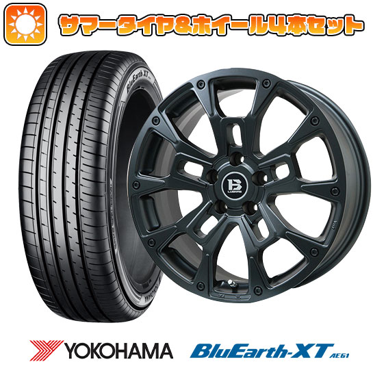 【取付対象】205/55R17 夏タイヤ ホイール４本セット (5/114車用) YOKOHAMA ブルーアース XT AE61 ビッグウエイ B-LUGNAS BRD(マットブラック) 17インチ【送料無料】
