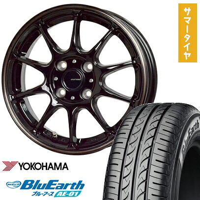 【取付対象】165/60R15 夏タイヤ ホイール4本セット YOKOHAMA ブルーアース AE-01 (軽自動車用) ホットスタッフ ジースピード P-07 15インチ【送料無料】｜アークタイヤ 店