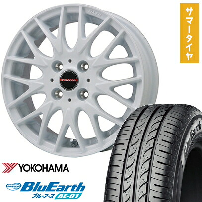 【取付対象】 165/65R15 夏タイヤ ホイール4本セット YOKOHAMA ブルーアース AE-01 (軽自動車用) ビッグウエイ LEYSEEN プラバ9MJrII ホワイト 15インチ【送料無料】|アークタイヤ 店