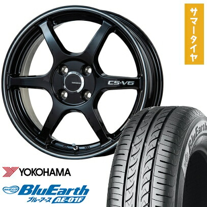 【取付対象】165/70R14 夏タイヤ ホイール4本セット YOKOHAMA ブルーアース AE-01F (軽自動車用) LEHRMEISTER CS-V6(グロスブラック/ラインポリッシュ) 14インチ【送料無料】 40,300円