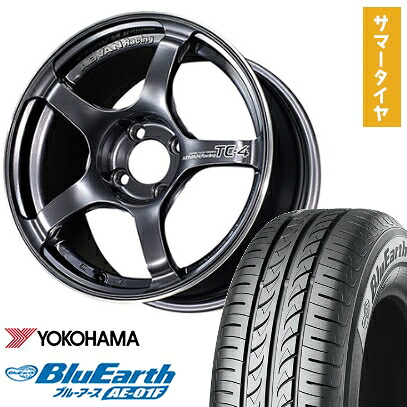 【取付対象】185/60R15 夏タイヤ ホイール4本セット YOKOHAMA ブルーアース AE-01F (4/100車用) YOKOHAMA アドバンレーシング TC4 15インチ【送料無料】｜アークタイヤ 店