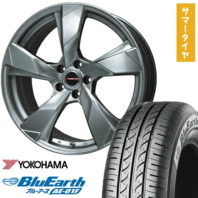 【取付対象】205/55R16 夏タイヤ ホイール4本セット YOKOHAMA ブルーアース AE-01F (5/100車用) PREMIX ヴェランV(クロームハイパーシルバー) 16インチ【送料無料】