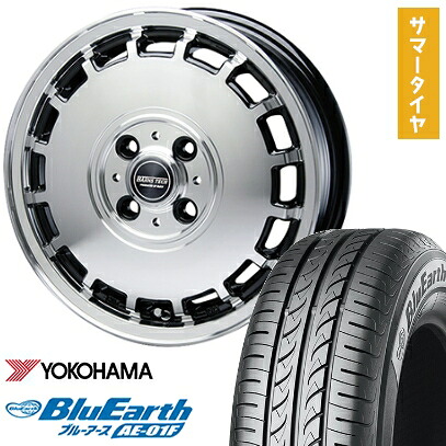 【取付対象】165/70R14 夏タイヤ ホイール4本セット YOKOHAMA ブルーアース AE-01F (軽自動車用) BLEST バーンズテック KTストリーム 14インチ【送料無料】｜アークタイヤ 店